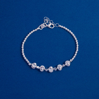 Silver Textured Bead Bracelet