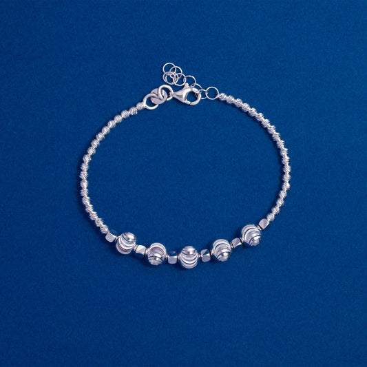 Silver Textured Bead Bracelet