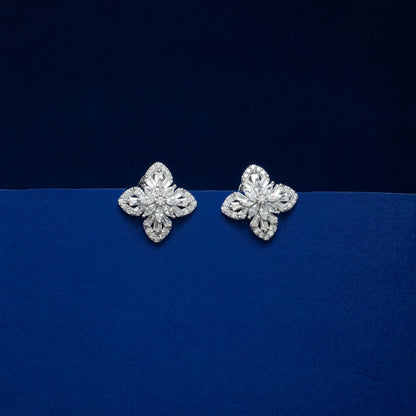 Silver Crystal Floral Jewelry Set