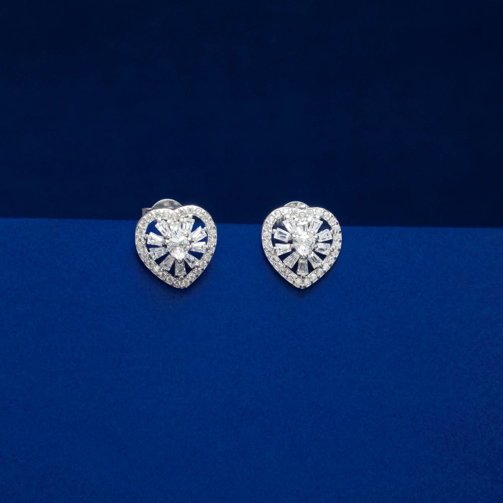 Heart Halo Pendant & Stud Earring Set