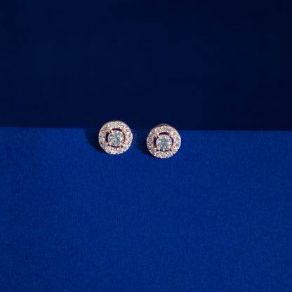 Rose Gold Halo Crystal Stud Earrings