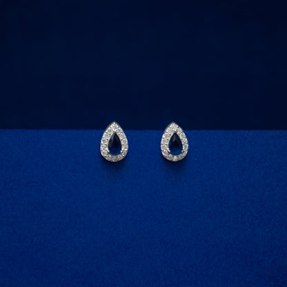 Blue Teardrop Halo Stud Earrings