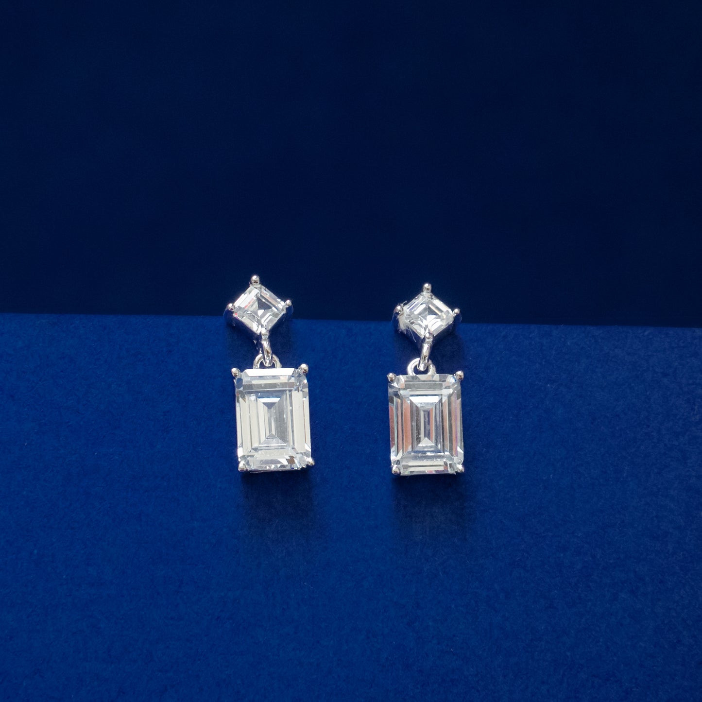 Emerald Cut Crystal Drop Earrings