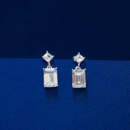 Emerald Cut Crystal Drop Earrings