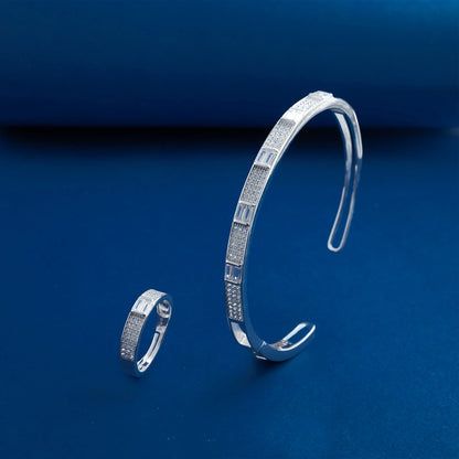 Eterna Diamond Texture Bracelet & Ring Duo