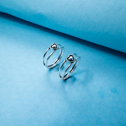 Double Heart Open Toe Ring