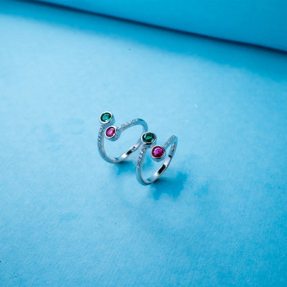 Ruby Crystal Open Toe Ring