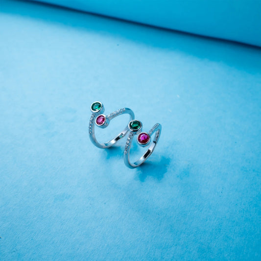 Ruby Crystal Open Toe Ring
