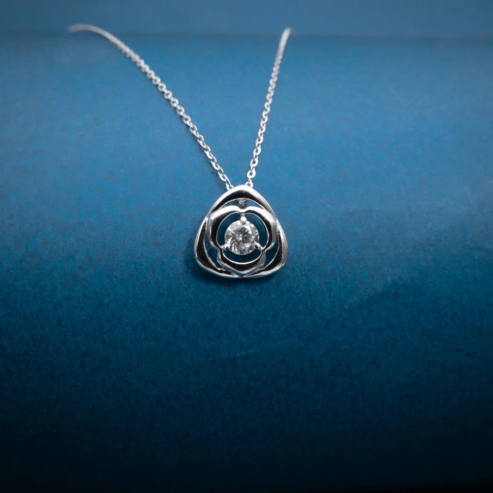 Silver Rose Knot Pendant Necklace