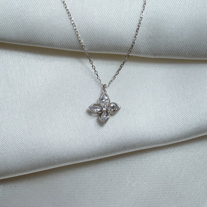 Crystal Floral Pendant Necklace