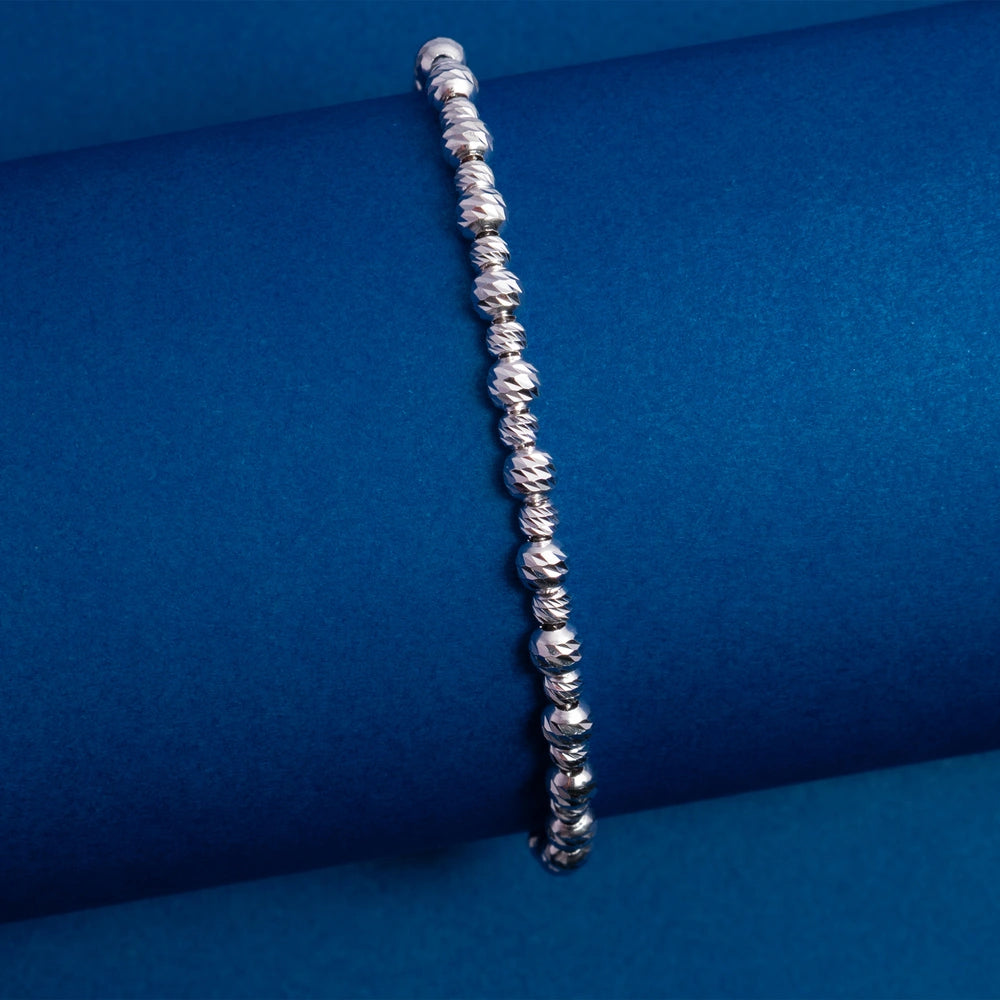 Silver Diamond-Cut Bead Bracelet