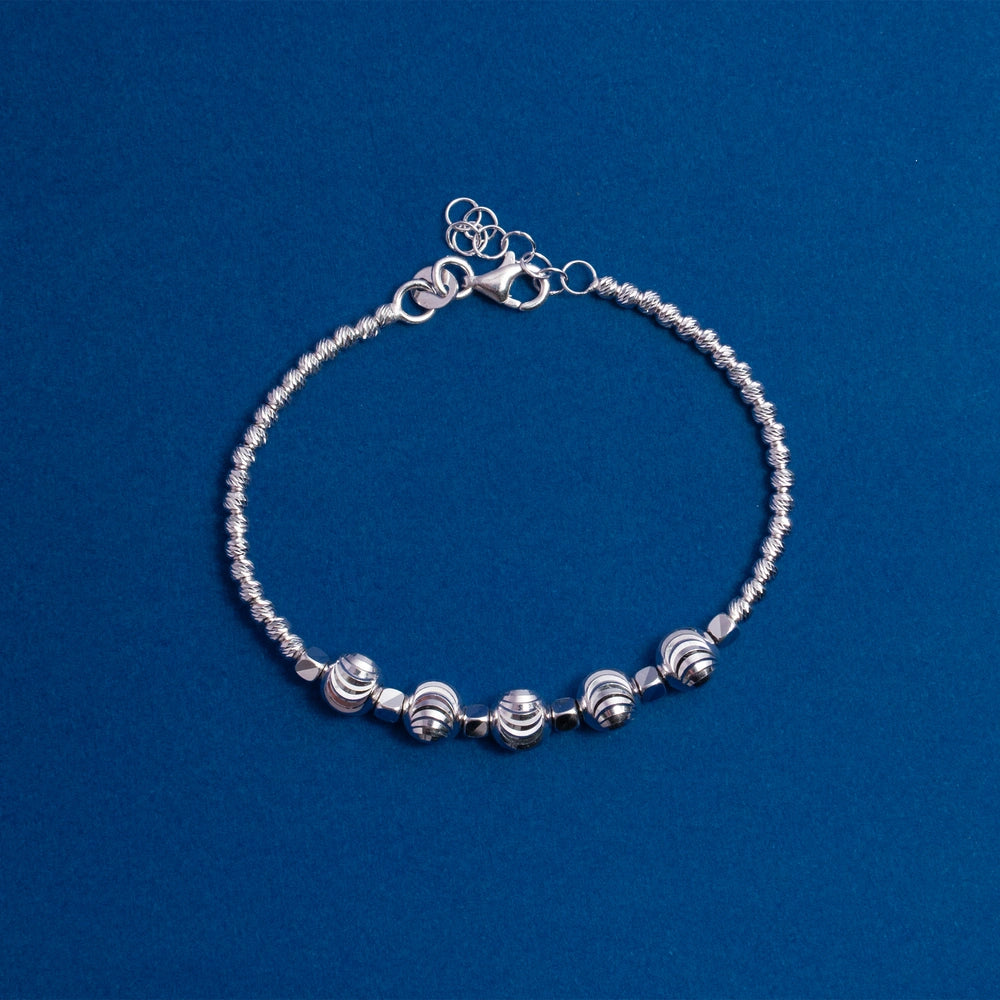 Silver Textured Bead Bracelet