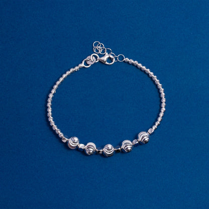 Silver Textured Bead Bracelet