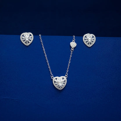 Heart Halo Pendant & Stud Earring Set