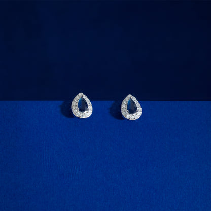 Blue Teardrop Halo Stud Earrings