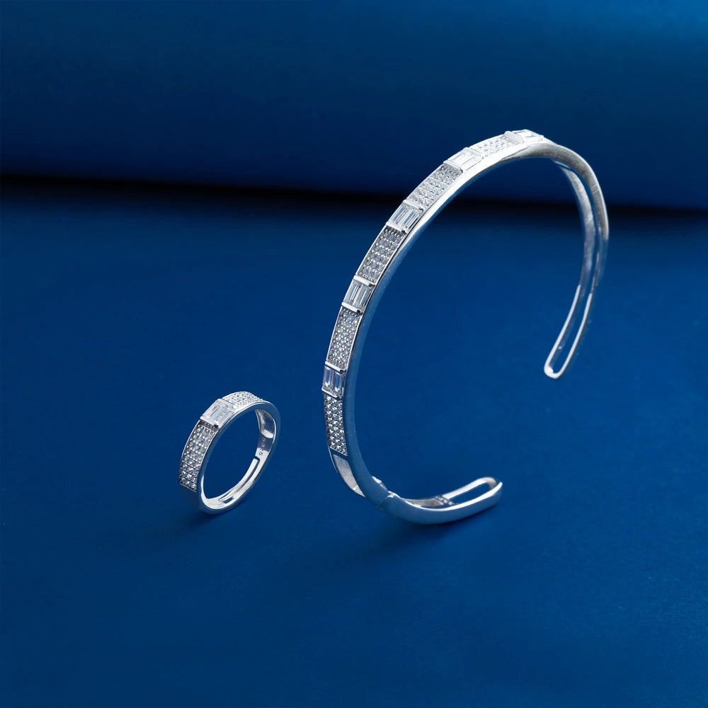 Eterna Diamond Texture Bracelet & Ring Duo