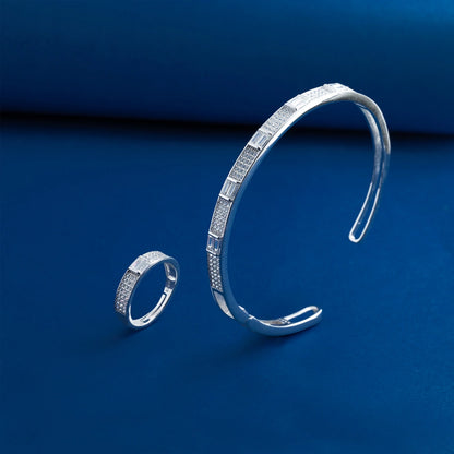 Eterna Diamond Texture Bracelet & Ring Duo