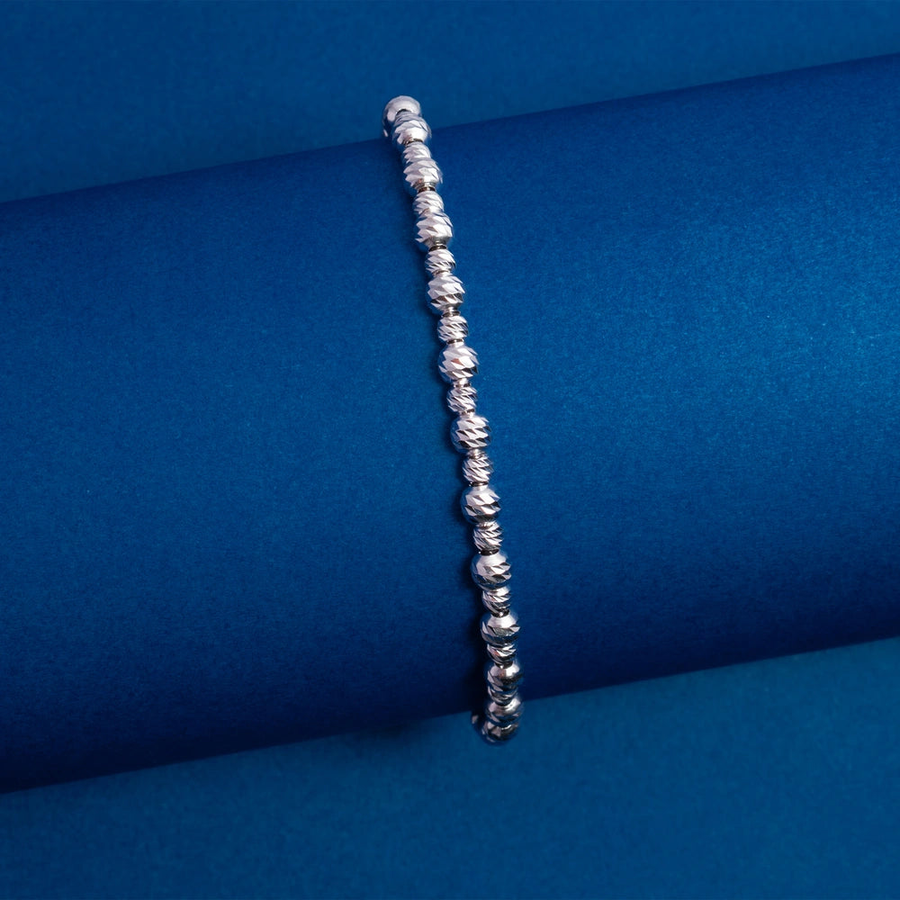 Silver Diamond-Cut Bead Bracelet