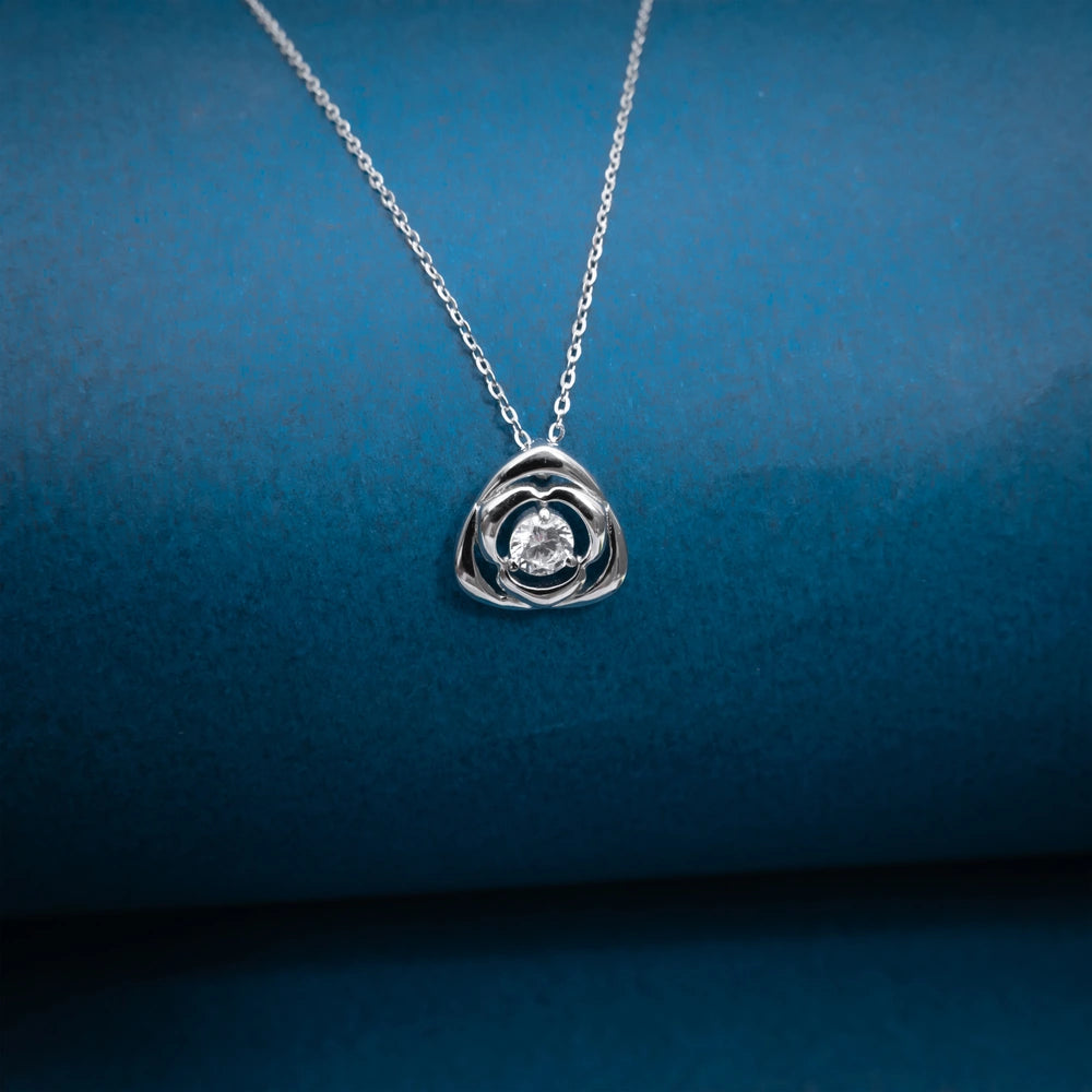 Silver Rose Knot Pendant Necklace