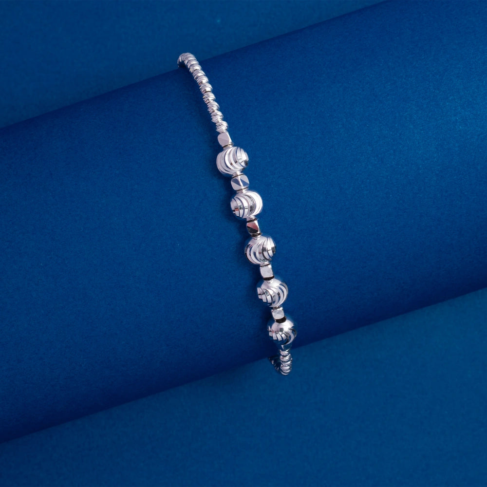 Silver Textured Bead Bracelet