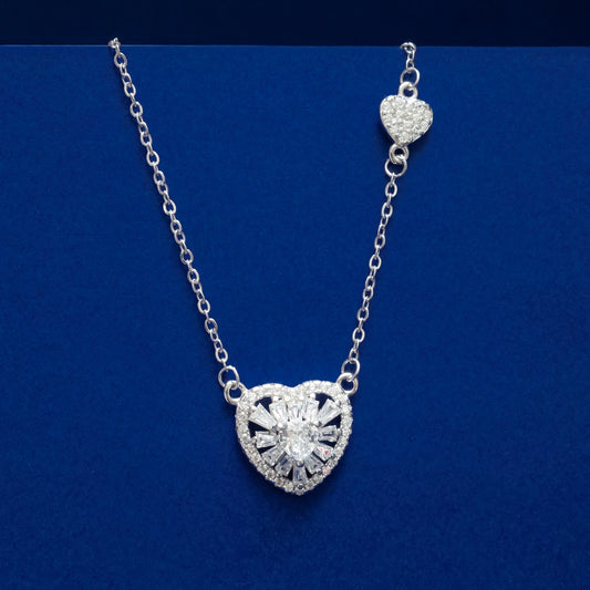 Heart Halo Pendant & Stud Earring Set