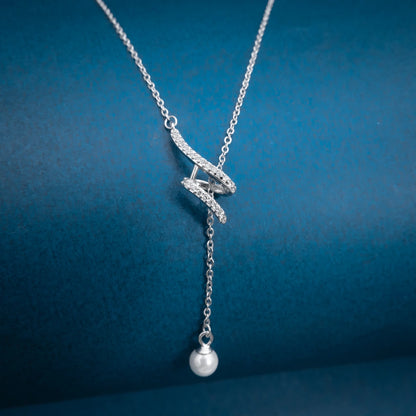 Silver Pearl Drop Necklace