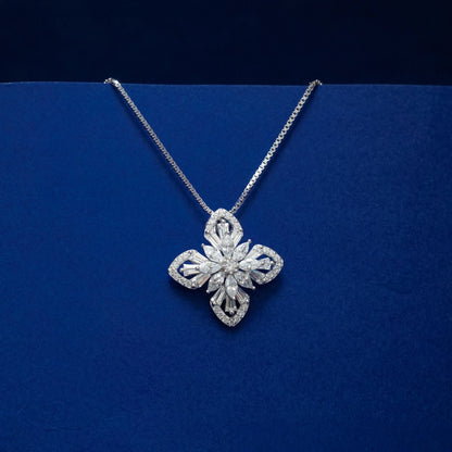 Silver Crystal Floral Jewelry Set
