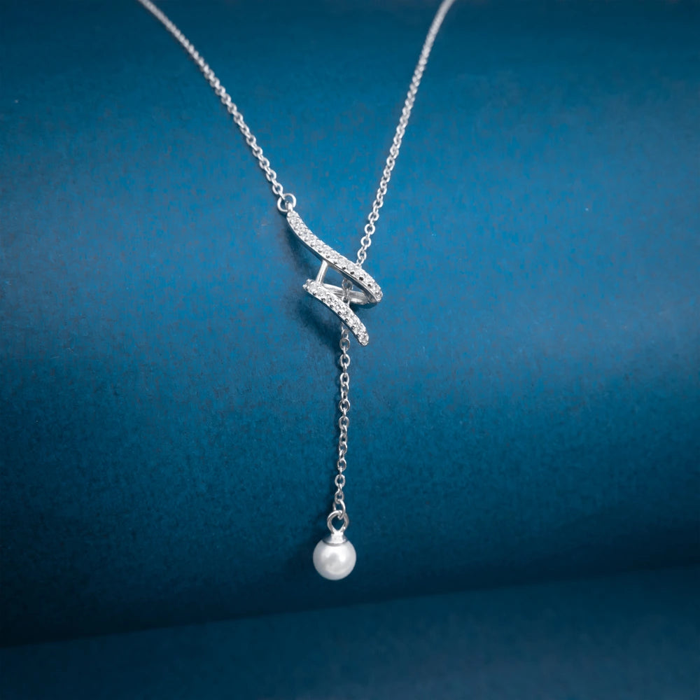 Silver Pearl Drop Necklace