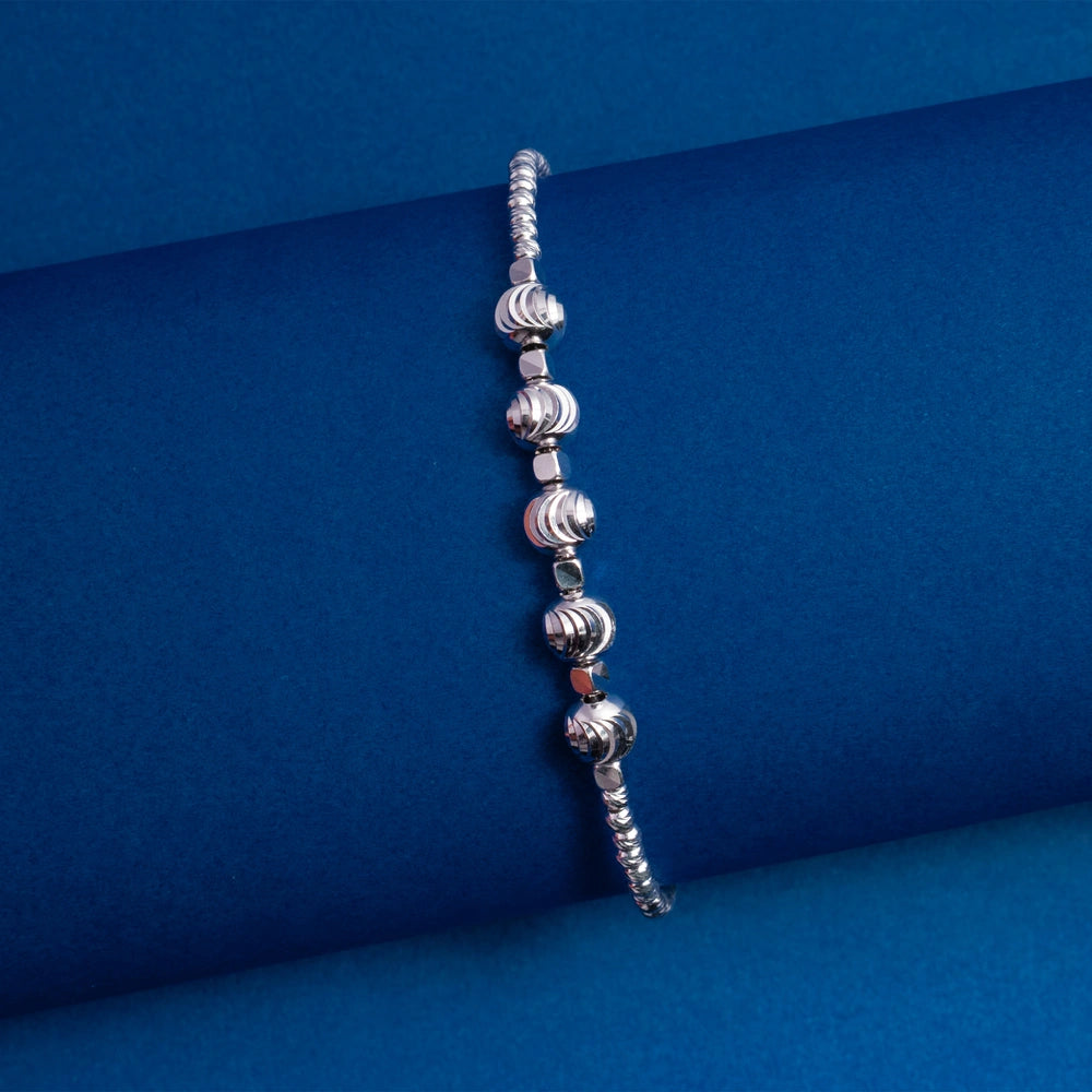 Silver Textured Bead Bracelet