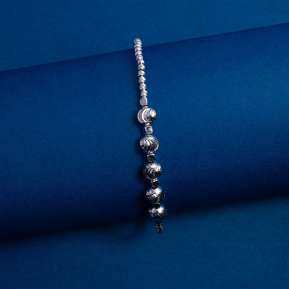 Silver Textured Bead Bracelet