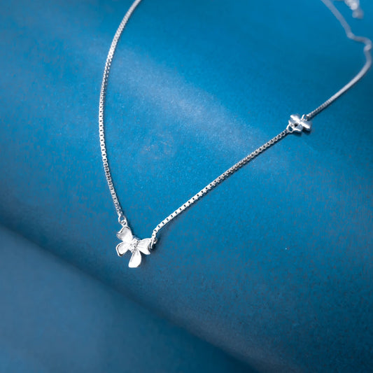 Silver Butterfly Crystal Necklace