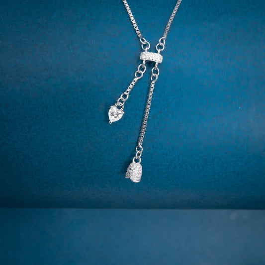 Silver Bow Drop Necklace