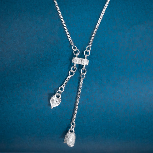 Silver Bow Drop Necklace