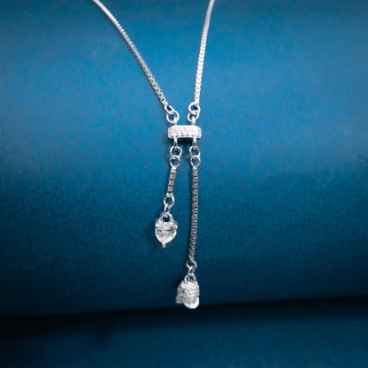 Silver Bow Drop Necklace