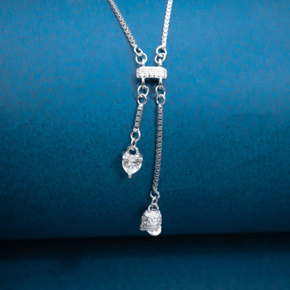 Silver Bow Drop Necklace