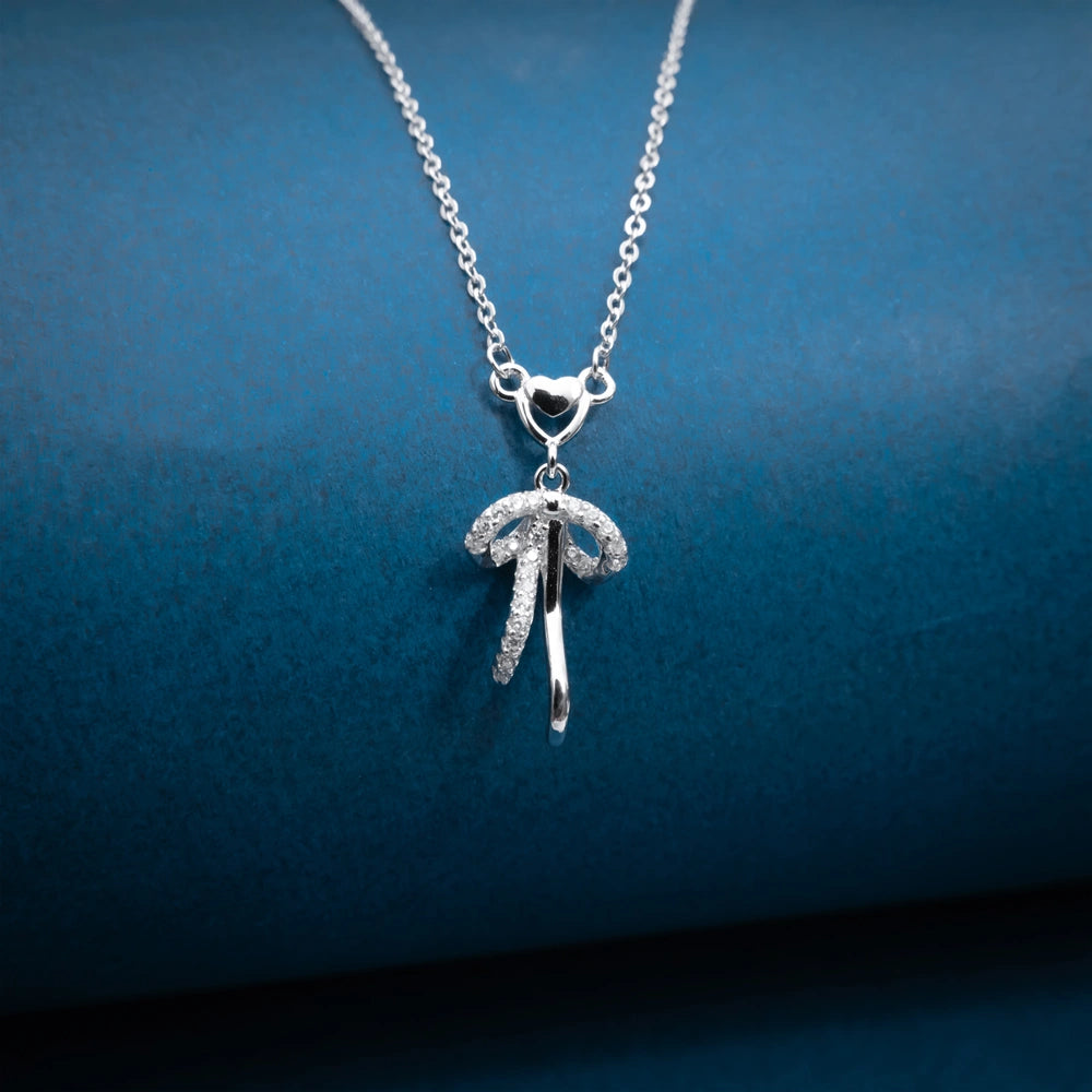 Silver Bow Charm Necklace