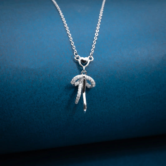 Silver Bow Charm Necklace