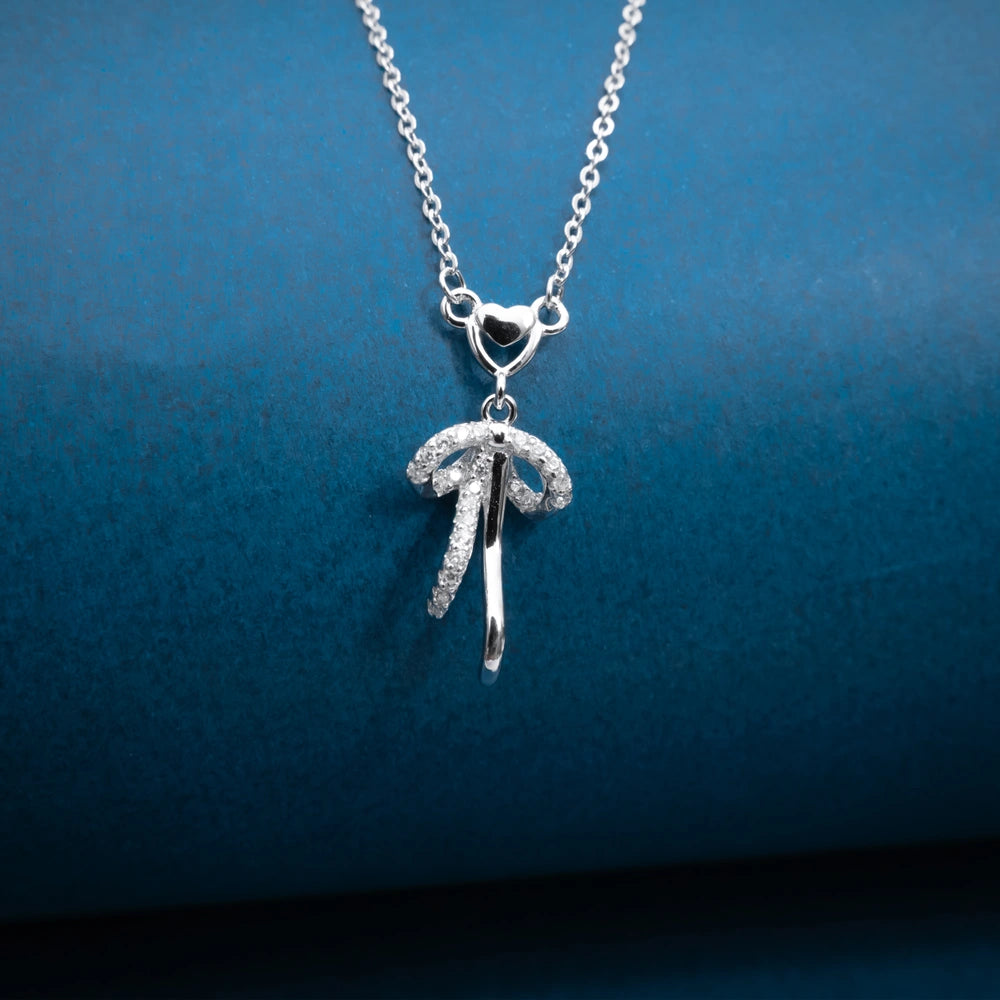 Silver Bow Charm Necklace