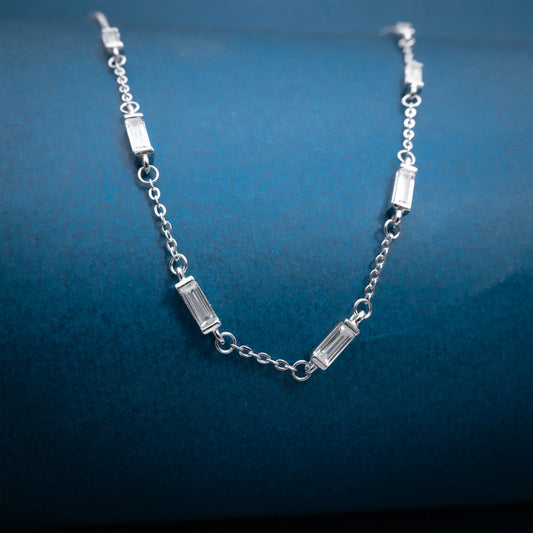 Silver Bar Link Chain Necklace