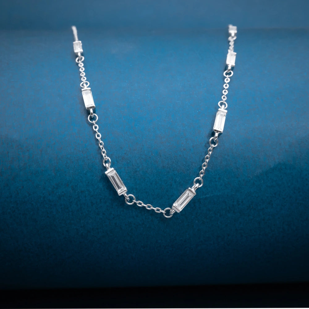 Silver Bar Link Chain Necklace