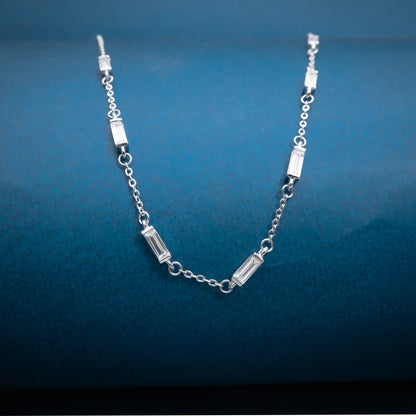 Silver Bar Link Chain Necklace