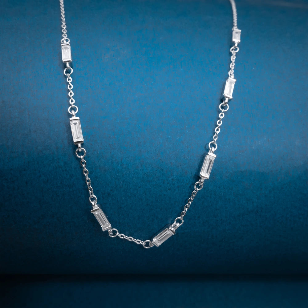 Silver Bar Link Chain Necklace