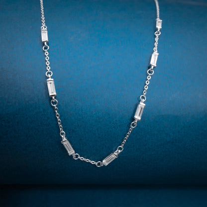 Silver Bar Link Chain Necklace