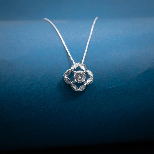 Silver Clover Crystal Necklace