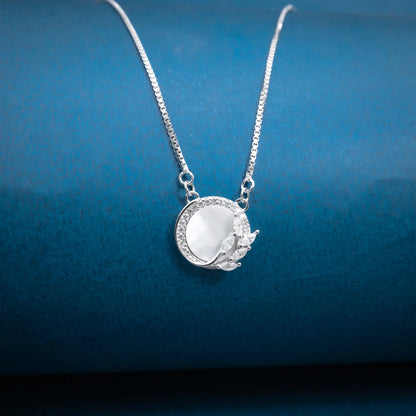 Silver Moon Disc Pendant Necklace