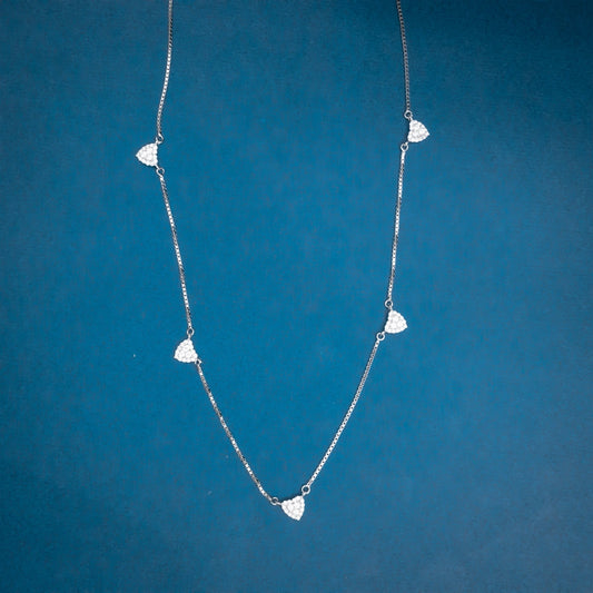 Silver Heart Crystal Necklace