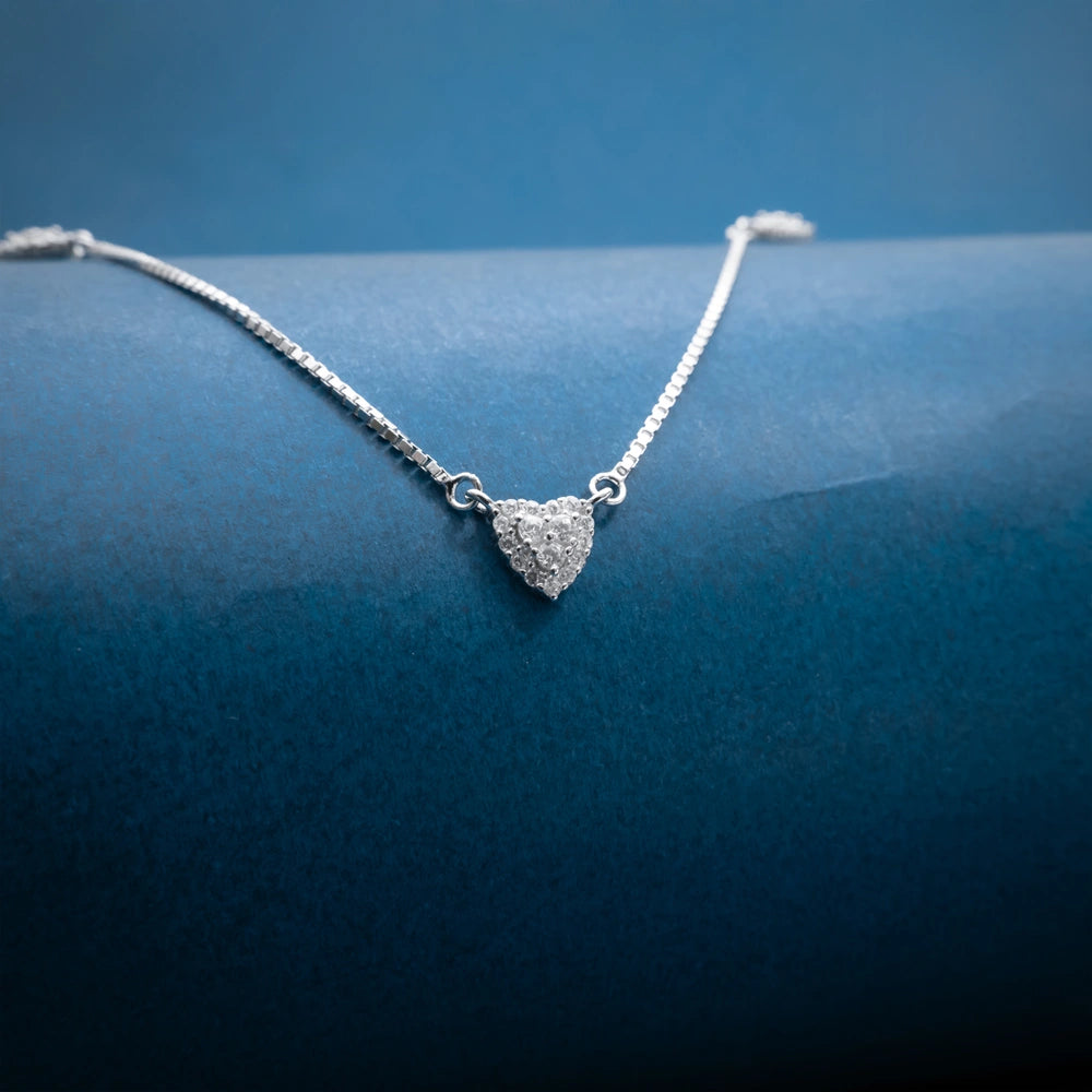 Silver Heart Crystal Necklace