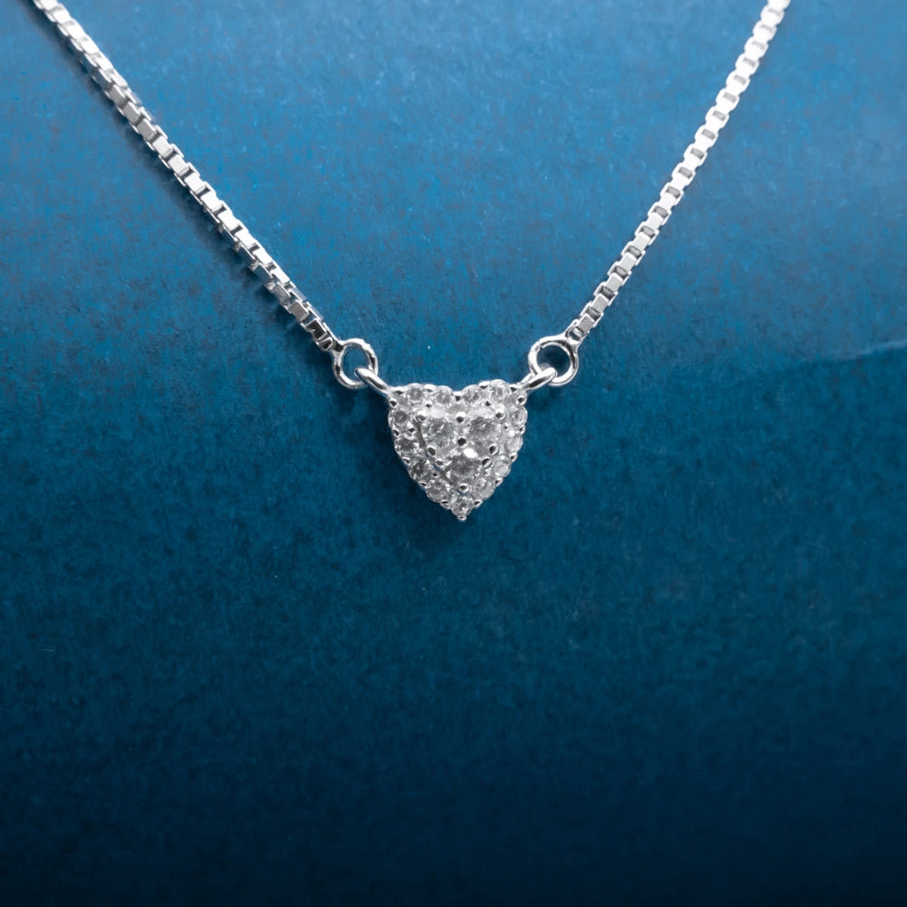 Silver Heart Crystal Necklace