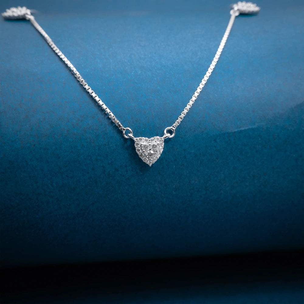 Silver Heart Crystal Necklace