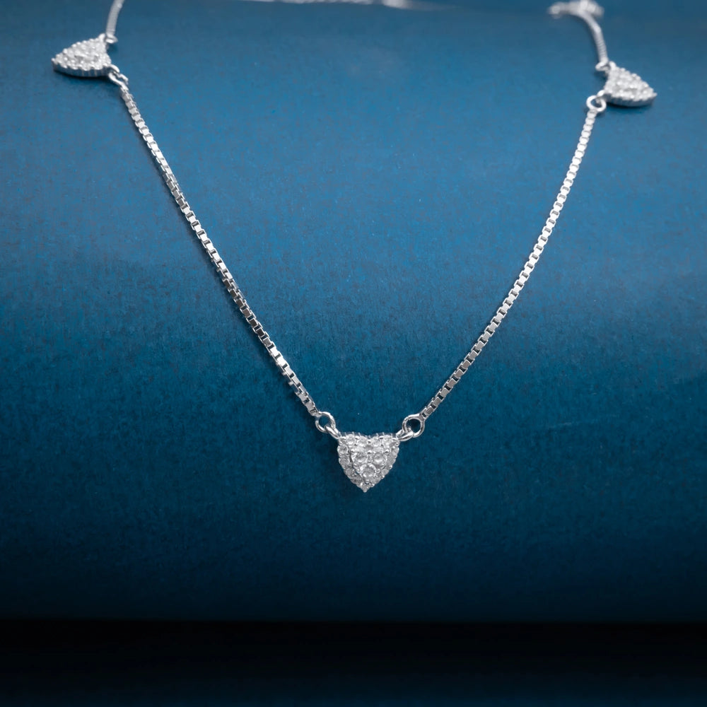 Silver Heart Crystal Necklace